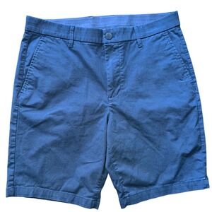 English Laundry Men Navy Blue Chino Shorts Flat Front Casual Summer Geometric 30